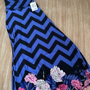 LuLaRoe Zigzag Maxi Skirt in Blue and Black